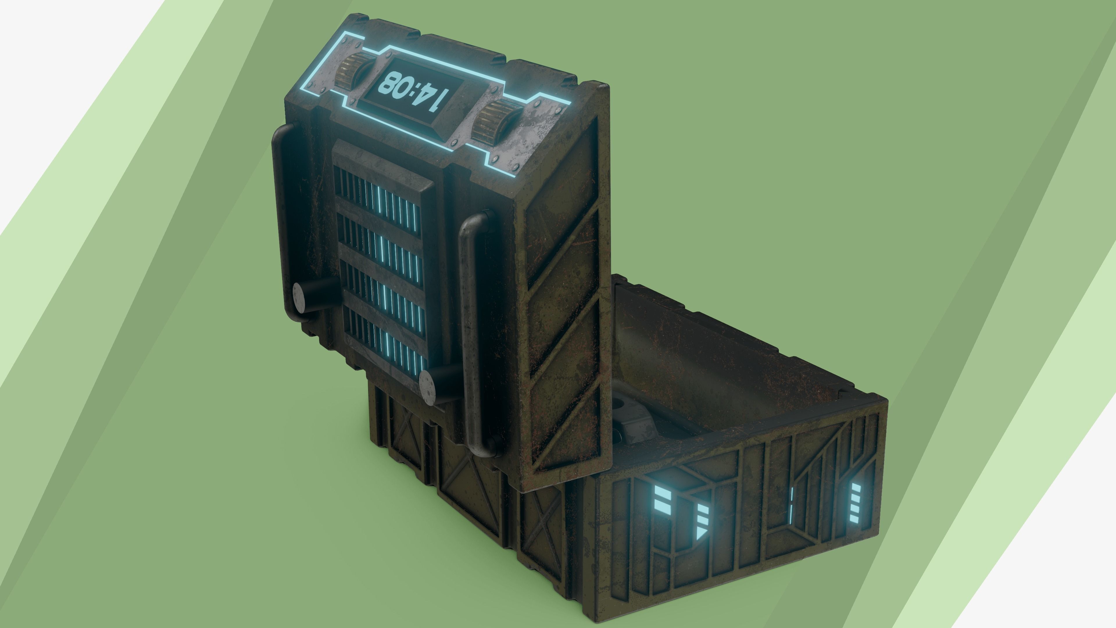 Sci-fi Chest - rigged animated - game ready Low-poly 3D model_23