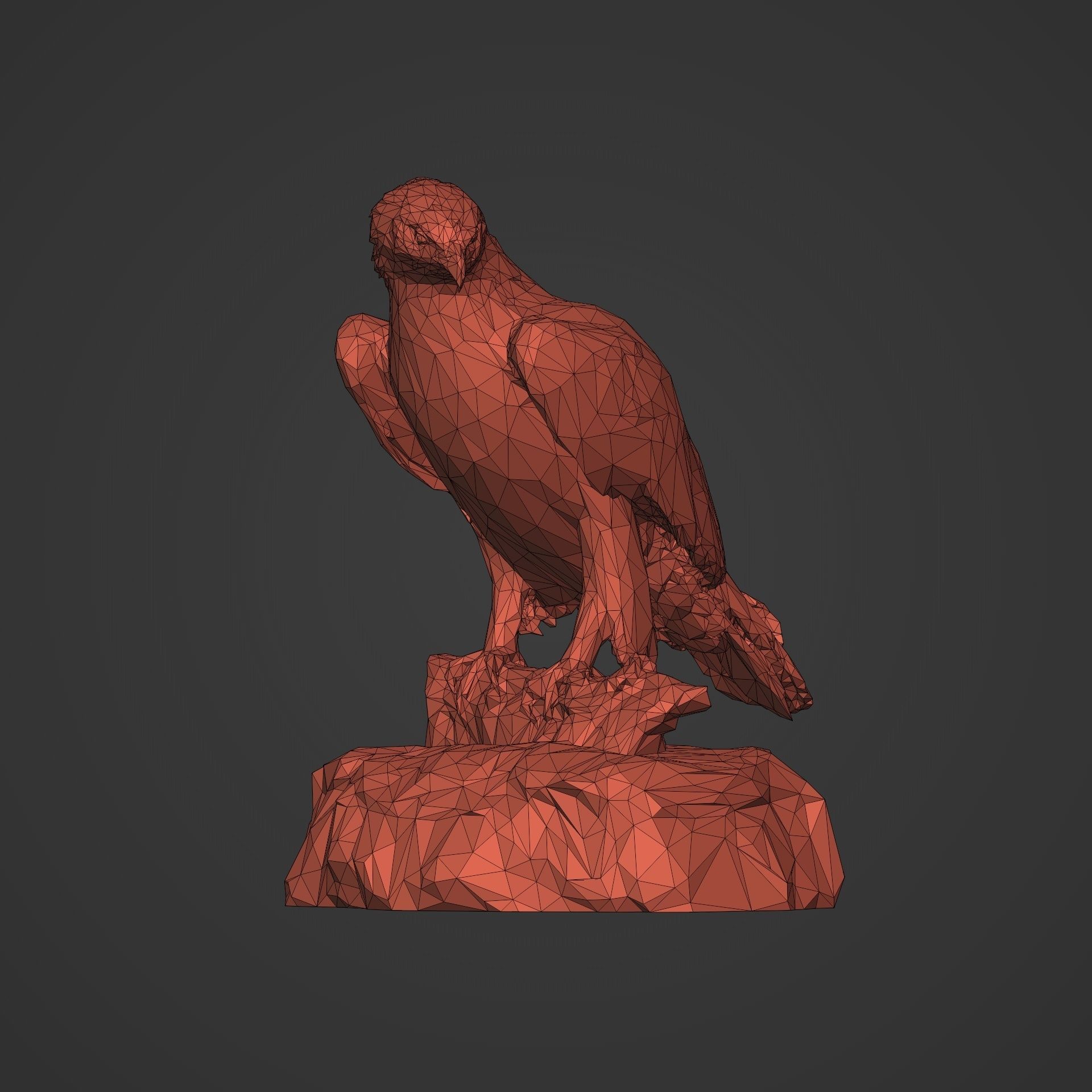 3D Print Ready Polygonal Eagle Statue 3D print model_8