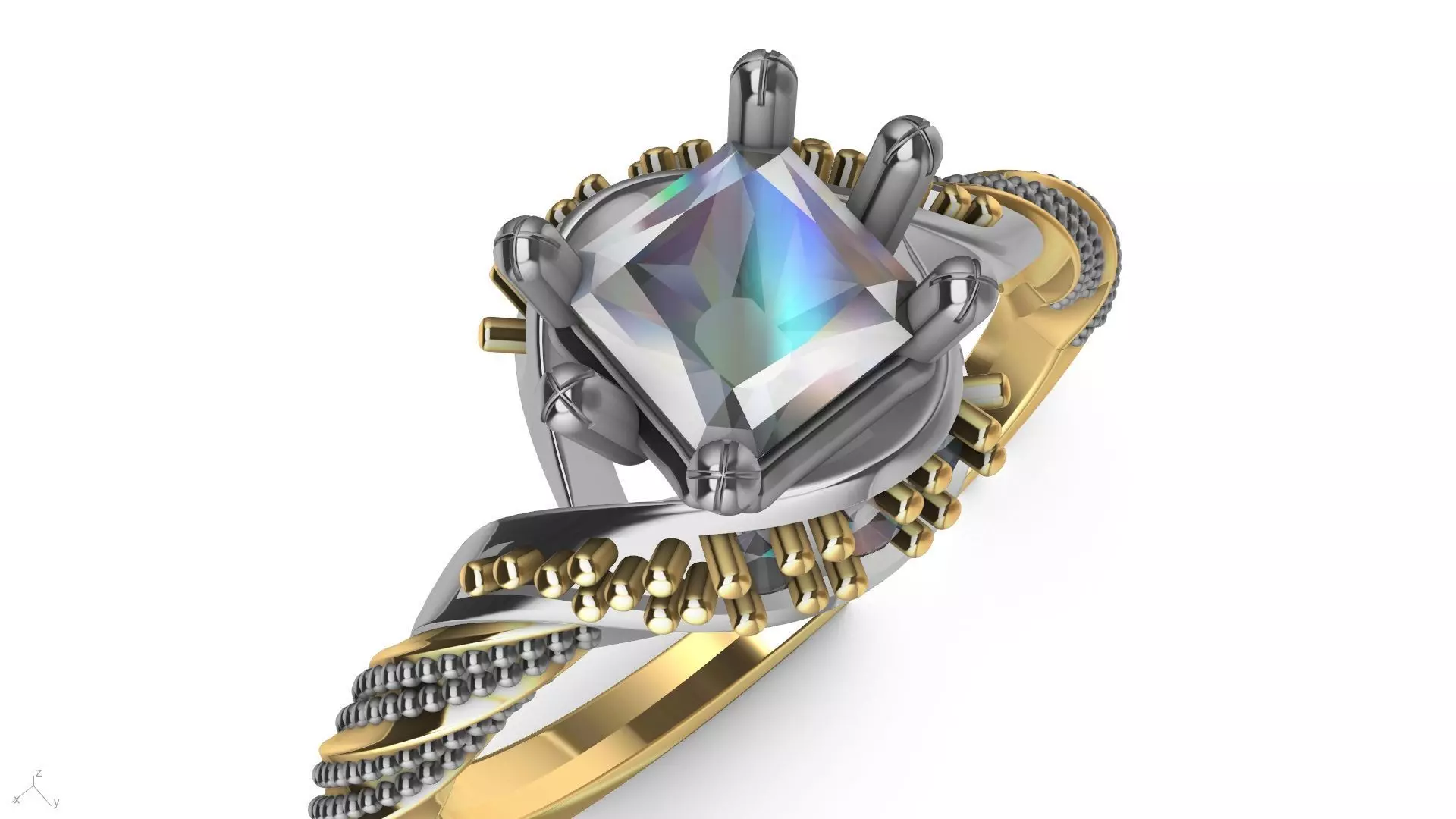 twisted shank milgrain engagement ring stl verified  3D print model_0