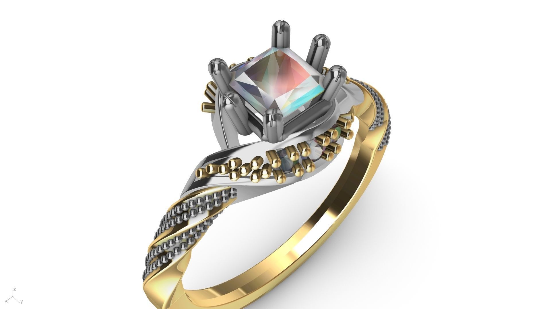 twisted shank milgrain engagement ring stl verified  3D print model_13