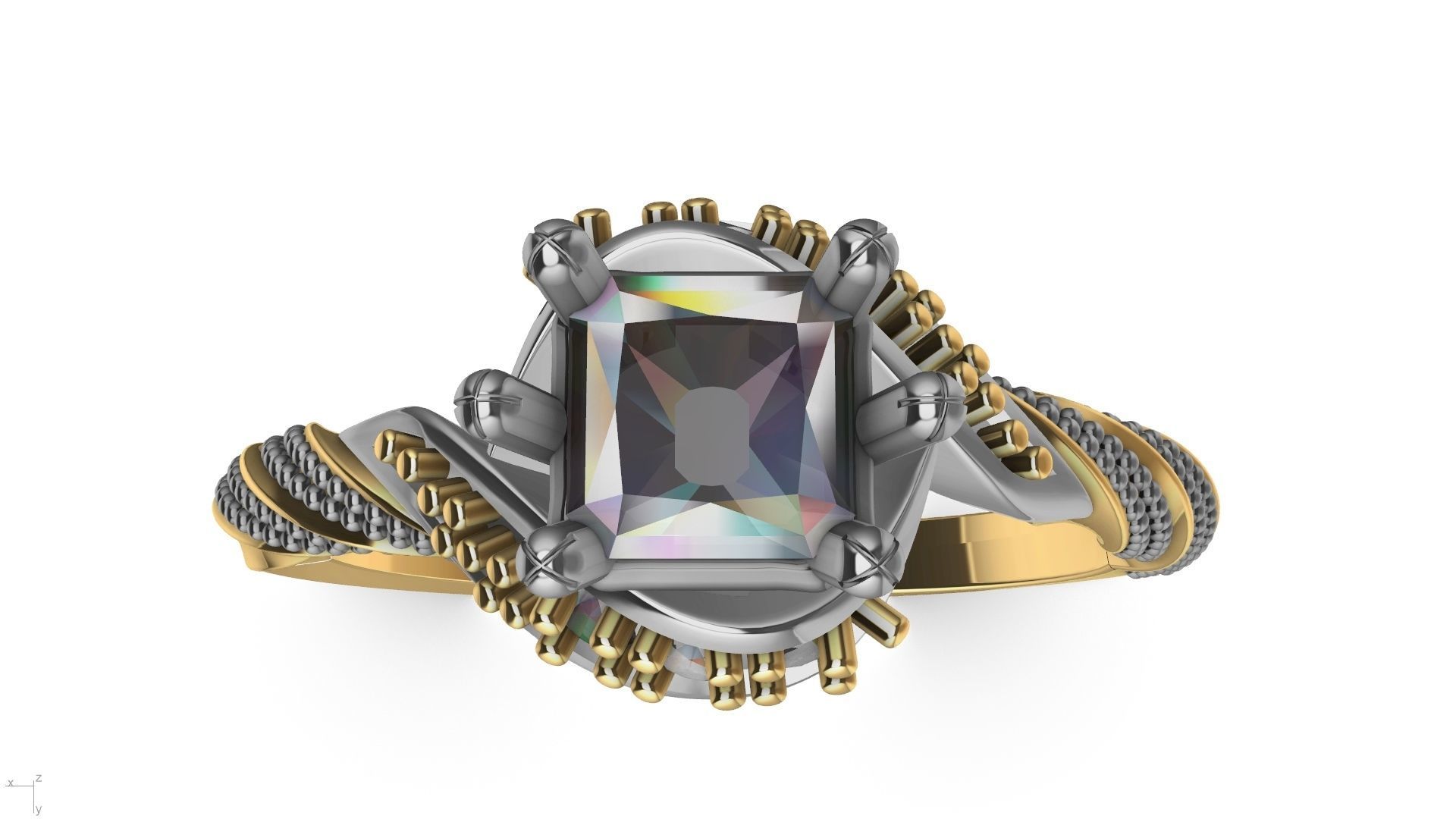 twisted shank milgrain engagement ring stl verified  3D print model_2