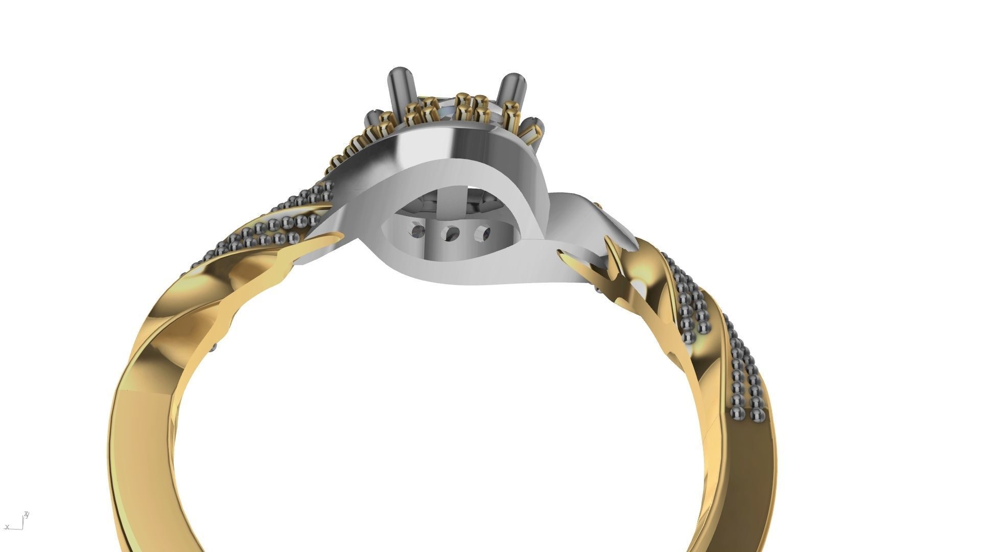 twisted shank milgrain engagement ring stl verified  3D print model_7