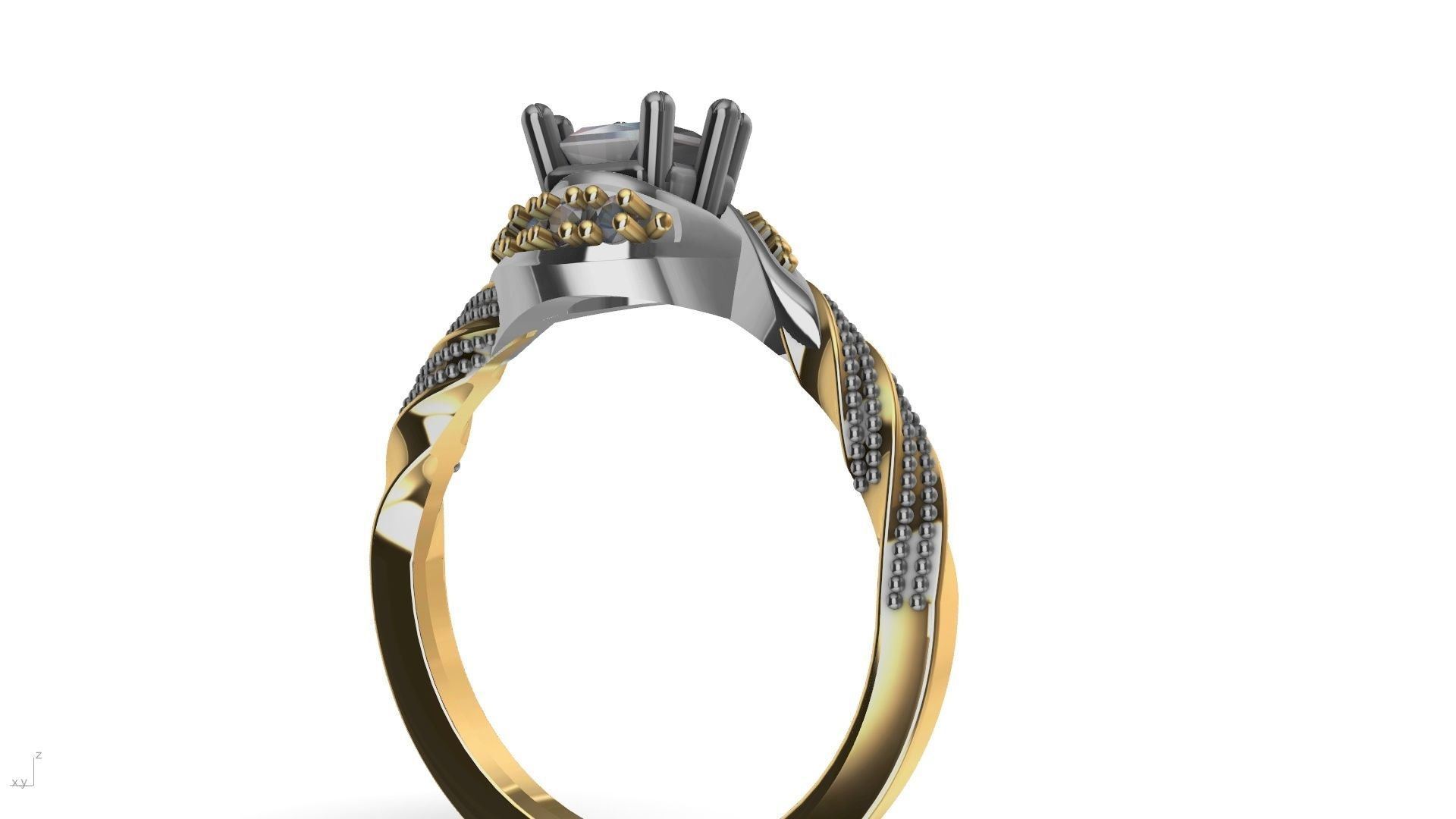 twisted shank milgrain engagement ring stl verified  3D print model_9