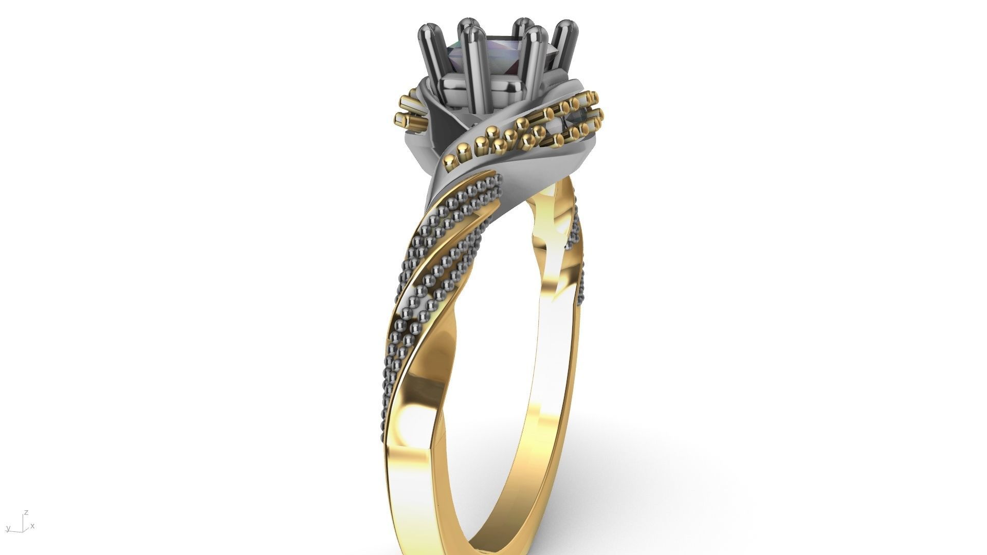 twisted shank milgrain engagement ring stl verified  3D print model_29