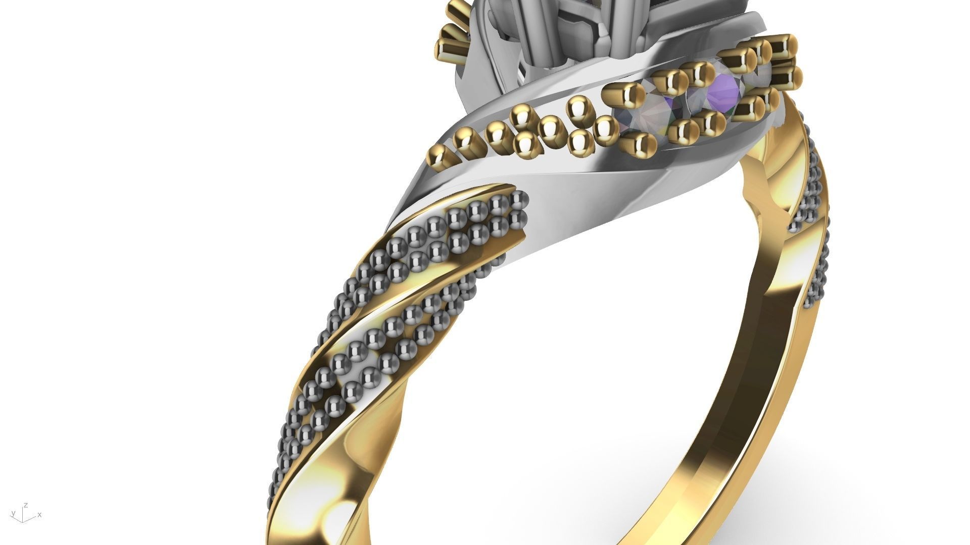 twisted shank milgrain engagement ring stl verified  3D print model_17