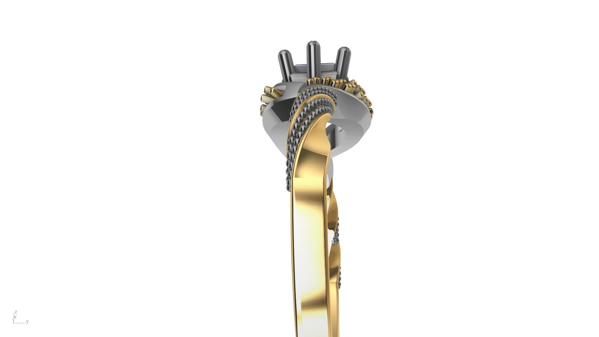 twisted shank milgrain engagement ring stl verified  3D print model_8