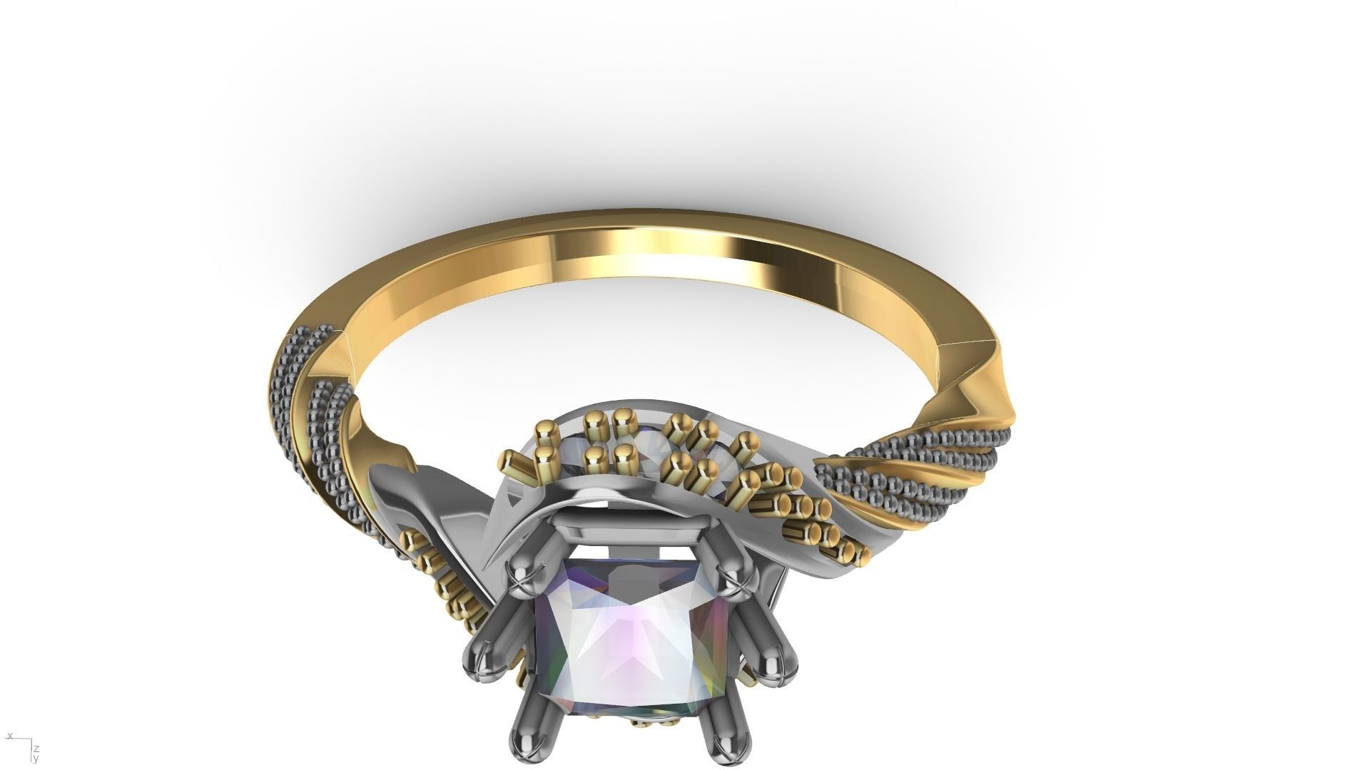 twisted shank milgrain engagement ring stl verified  3D print model_12
