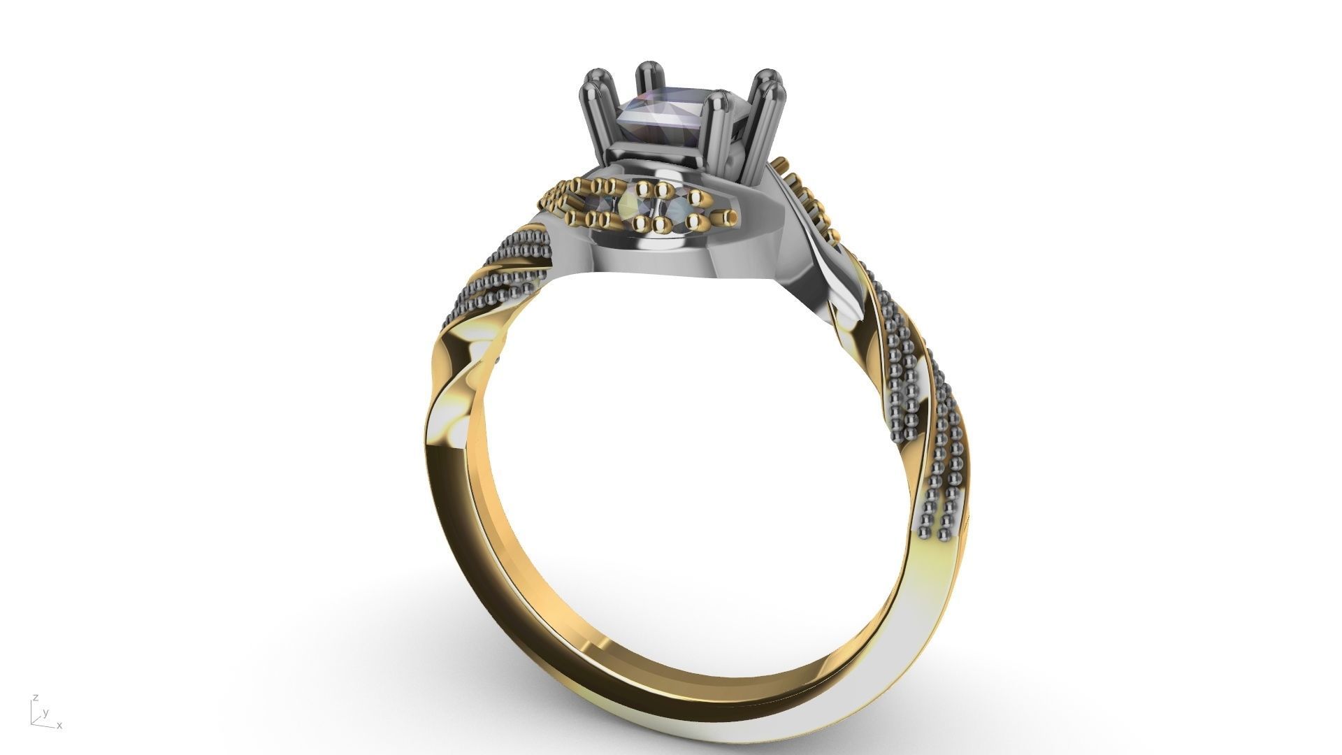 twisted shank milgrain engagement ring stl verified  3D print model_27