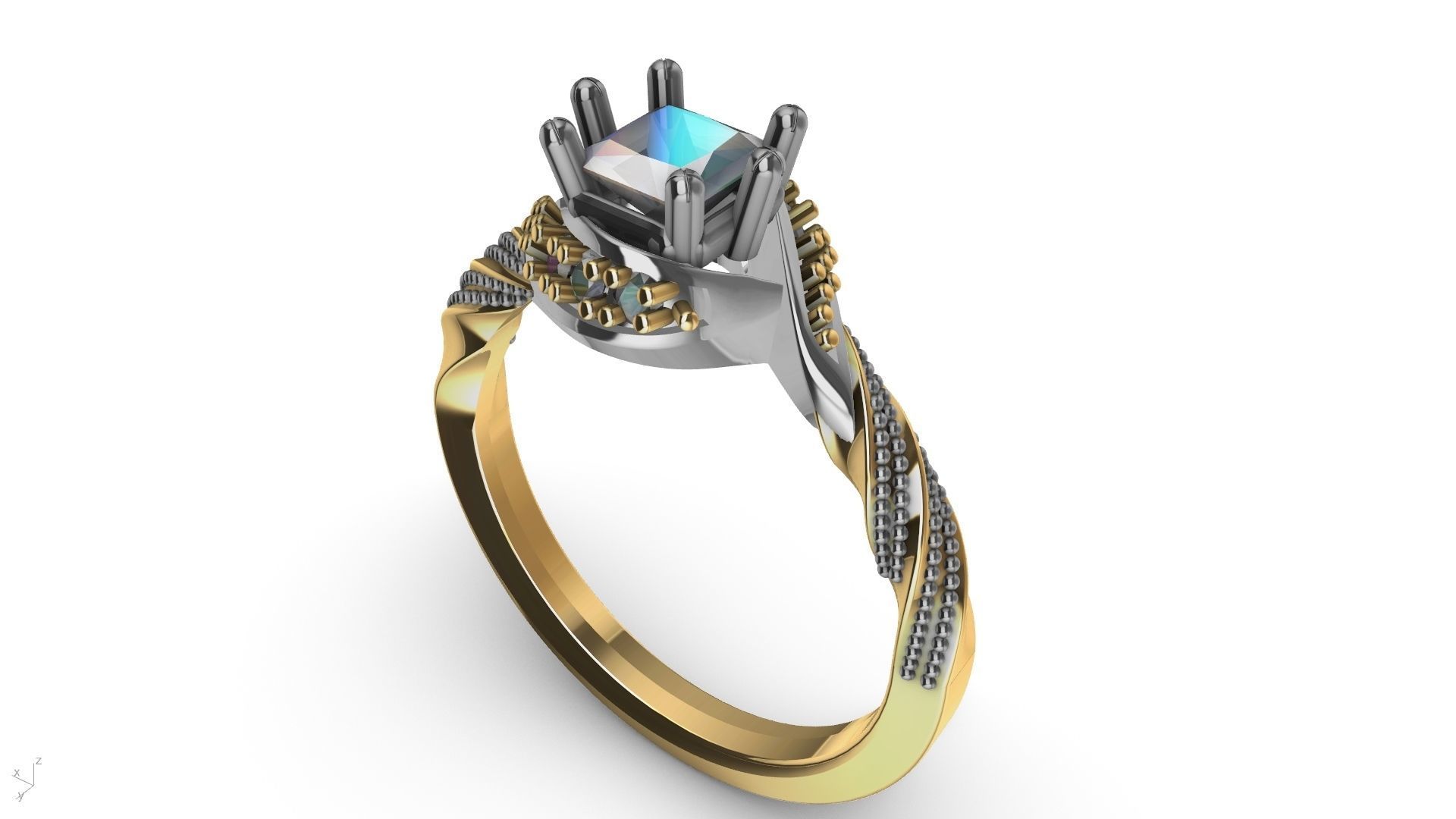twisted shank milgrain engagement ring stl verified  3D print model_14