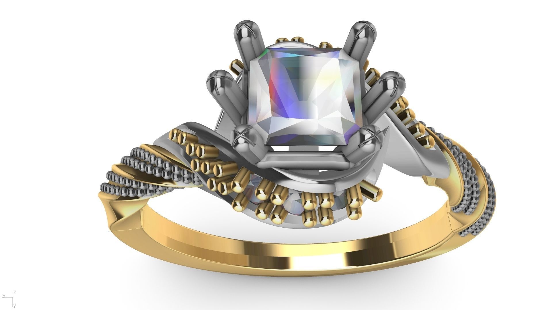 twisted shank milgrain engagement ring stl verified  3D print model_24