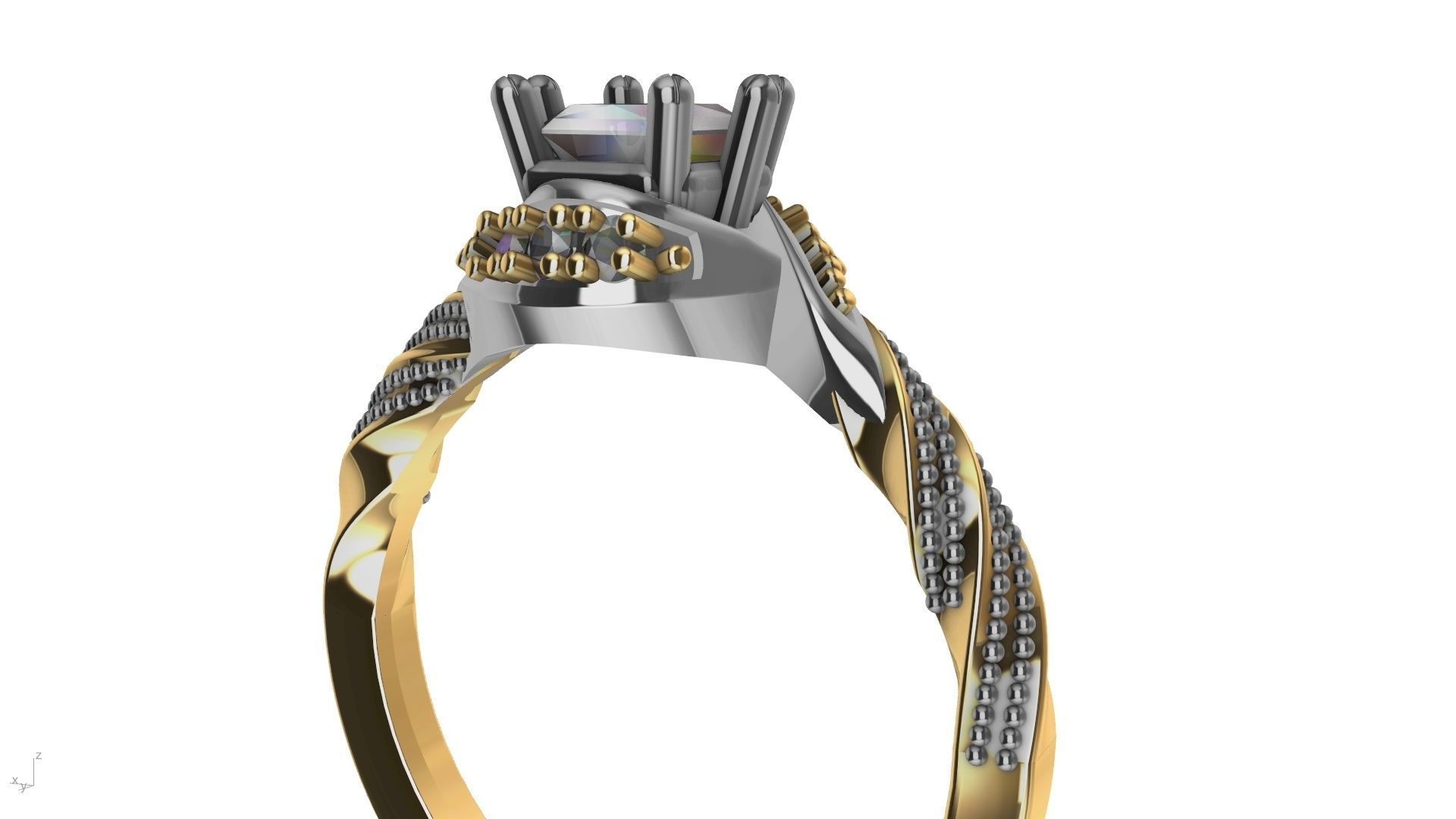 twisted shank milgrain engagement ring stl verified  3D print model_6