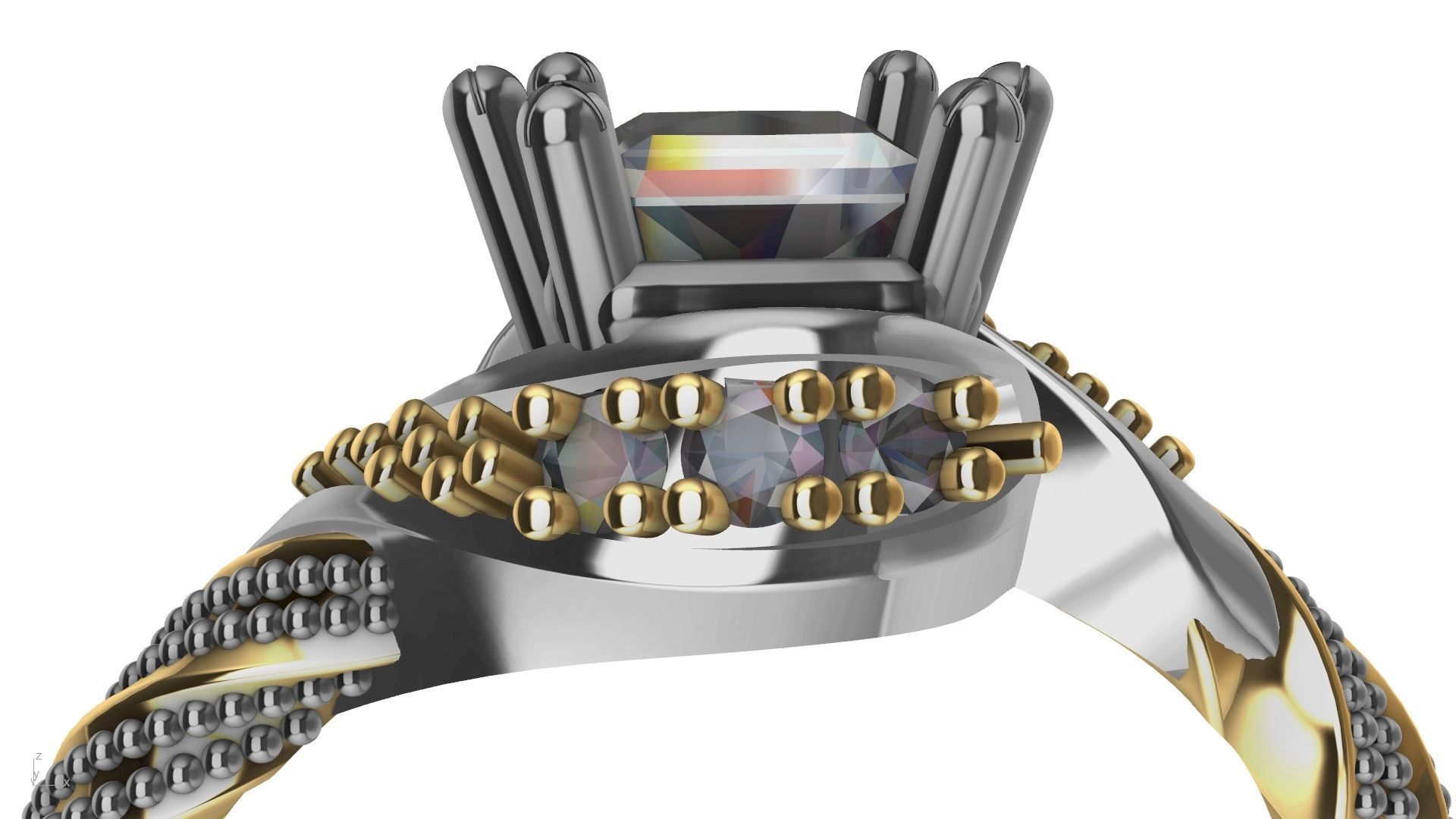 twisted shank milgrain engagement ring stl verified  3D print model_19