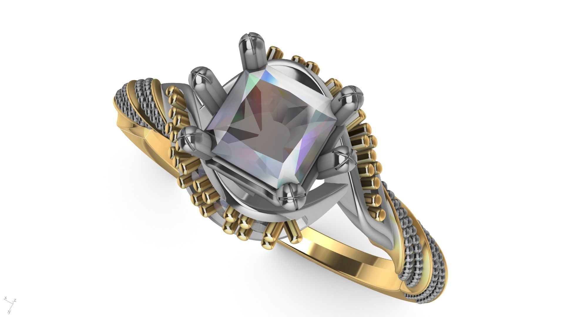 twisted shank milgrain engagement ring stl verified  3D print model_11