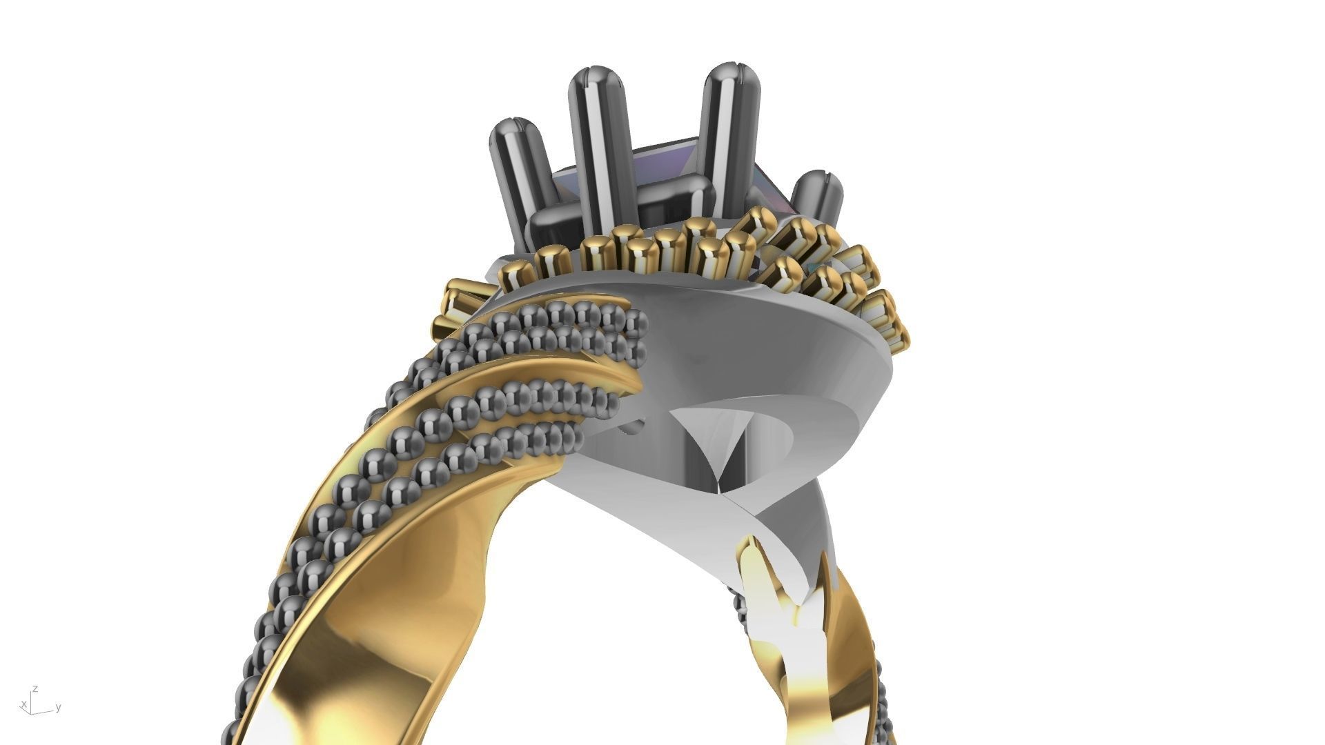 twisted shank milgrain engagement ring stl verified  3D print model_23