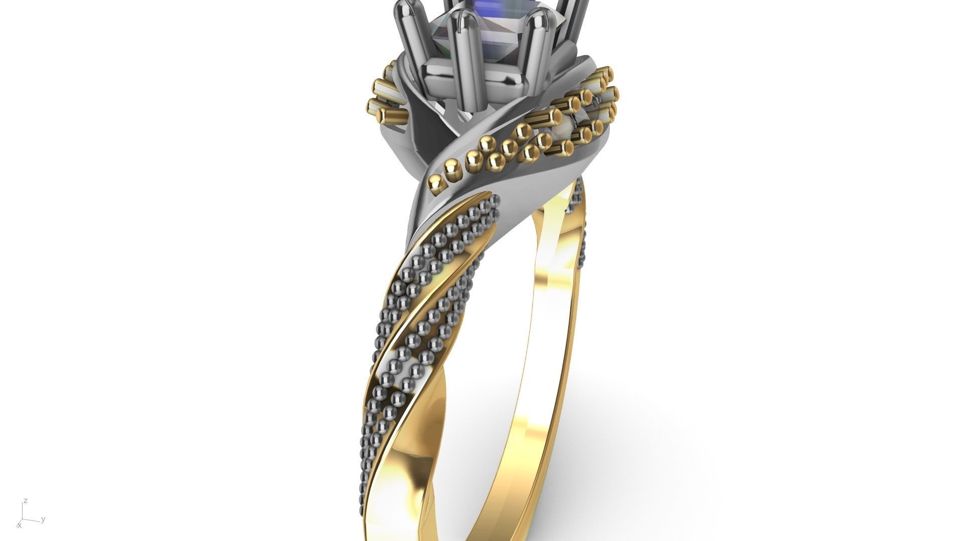 twisted shank milgrain engagement ring stl verified  3D print model_16