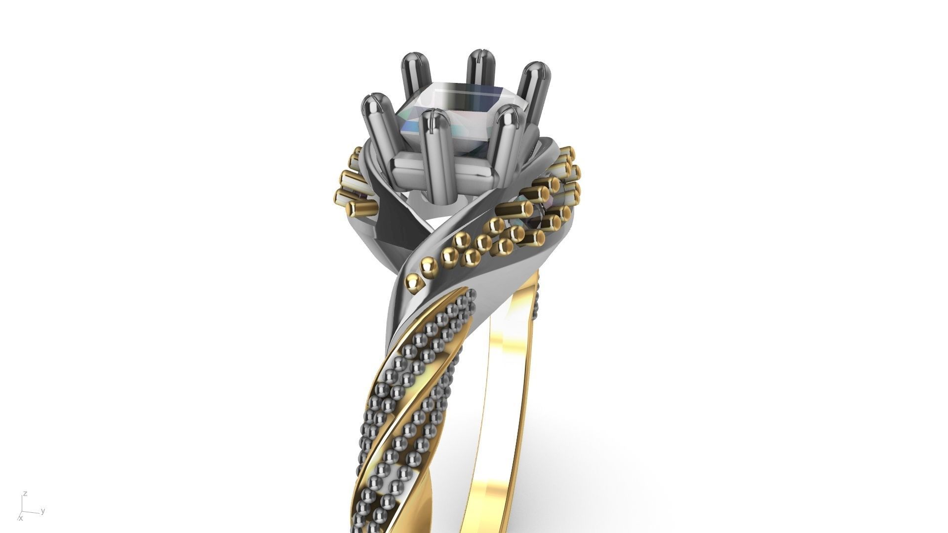twisted shank milgrain engagement ring stl verified  3D print model_5