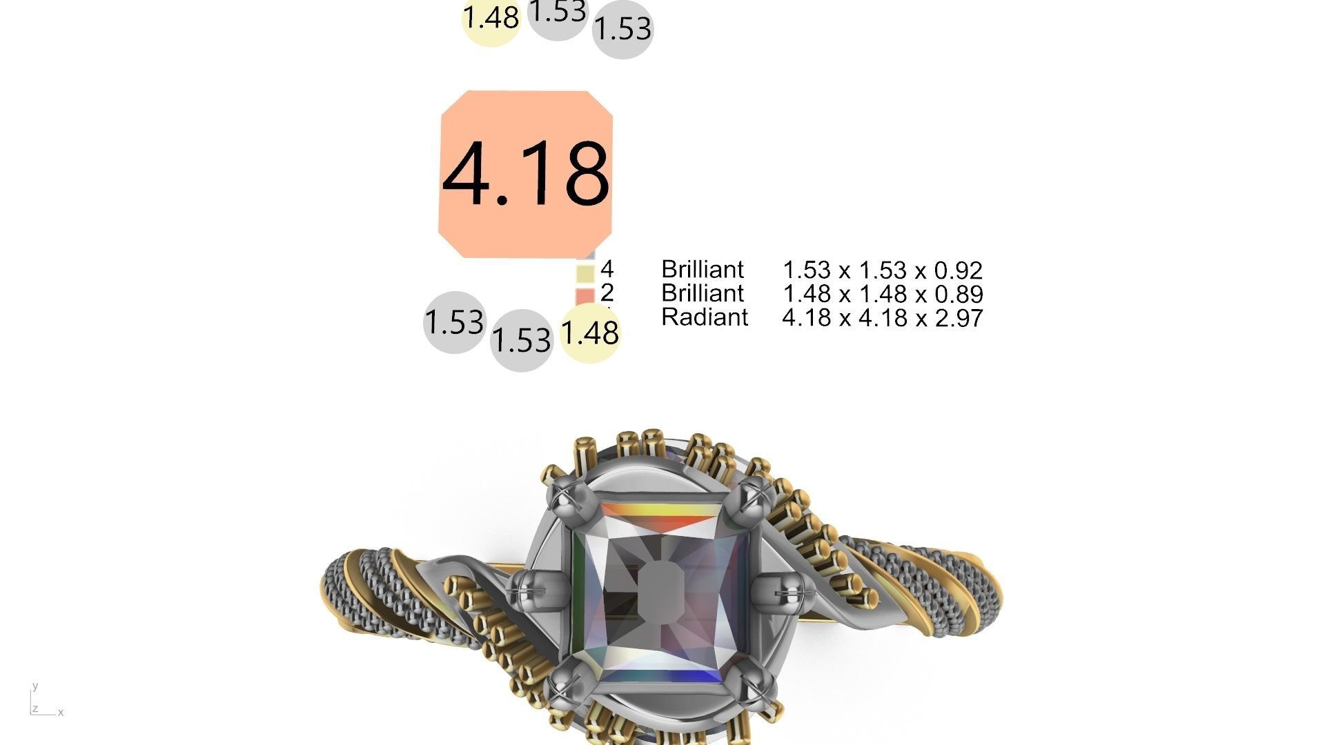 twisted shank milgrain engagement ring stl verified  3D print model_3