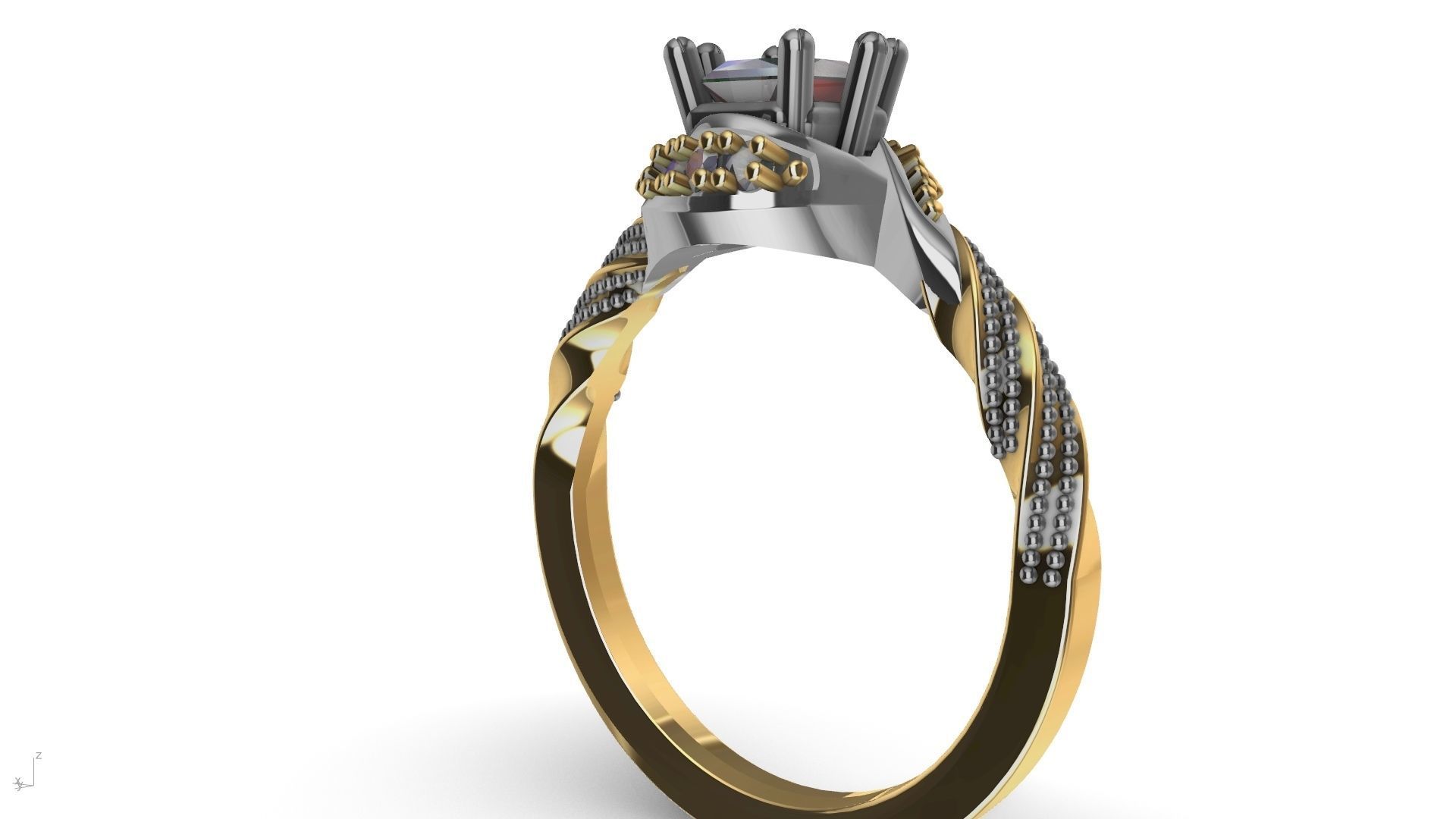 twisted shank milgrain engagement ring stl verified  3D print model_28