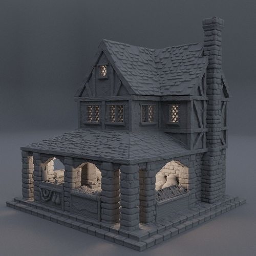 Medieval Small Market Tabletop Terrain 28 MM 3D print model