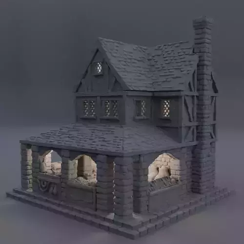 Medieval Small Market Tabletop Terrain 28 MM 3D print model