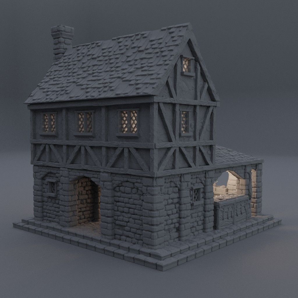 Medieval Small Market Tabletop Terrain 28 MM 3D print model_2