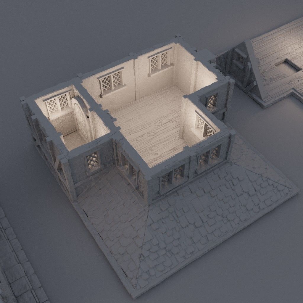 Medieval Small Market Tabletop Terrain 28 MM 3D print model_5