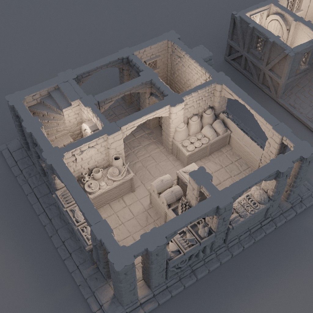 Medieval Small Market Tabletop Terrain 28 MM 3D print model_4