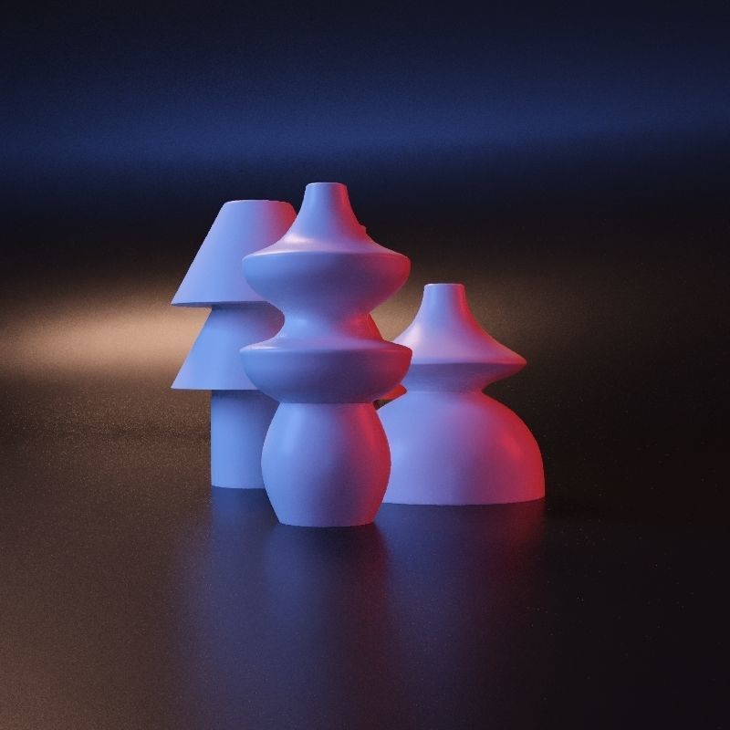 Vase geometric set 3D print model_7
