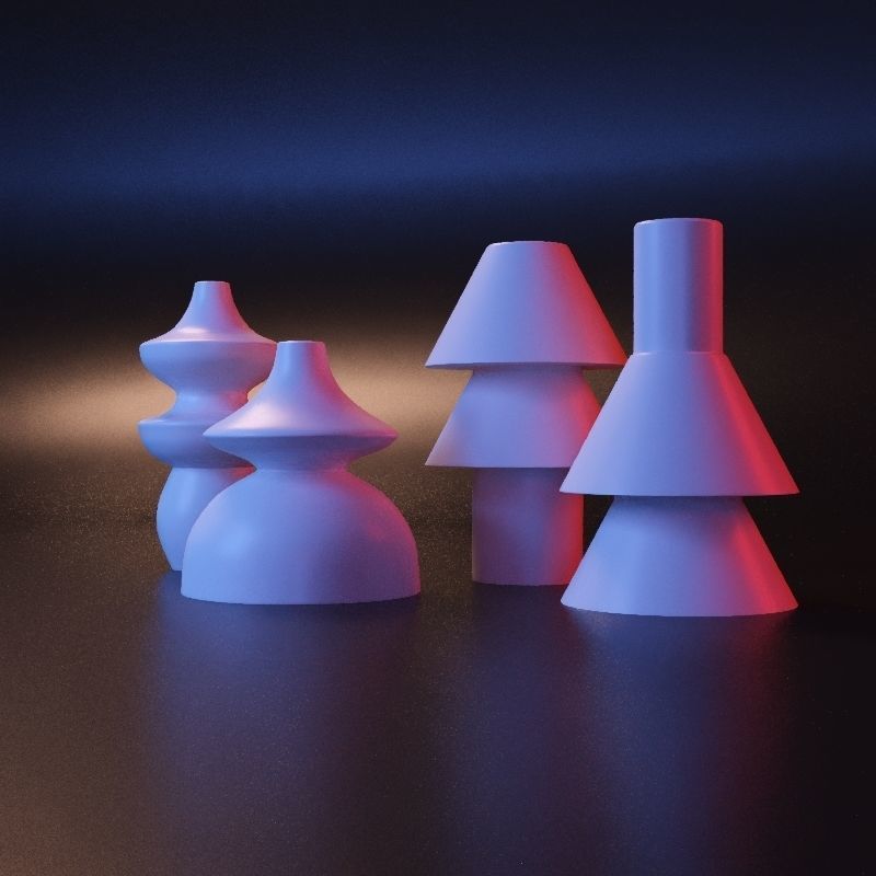 Vase geometric set 3D print model_5