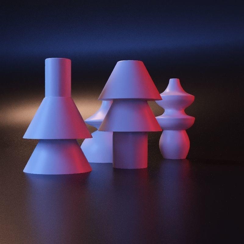 Vase geometric set 3D print model_10
