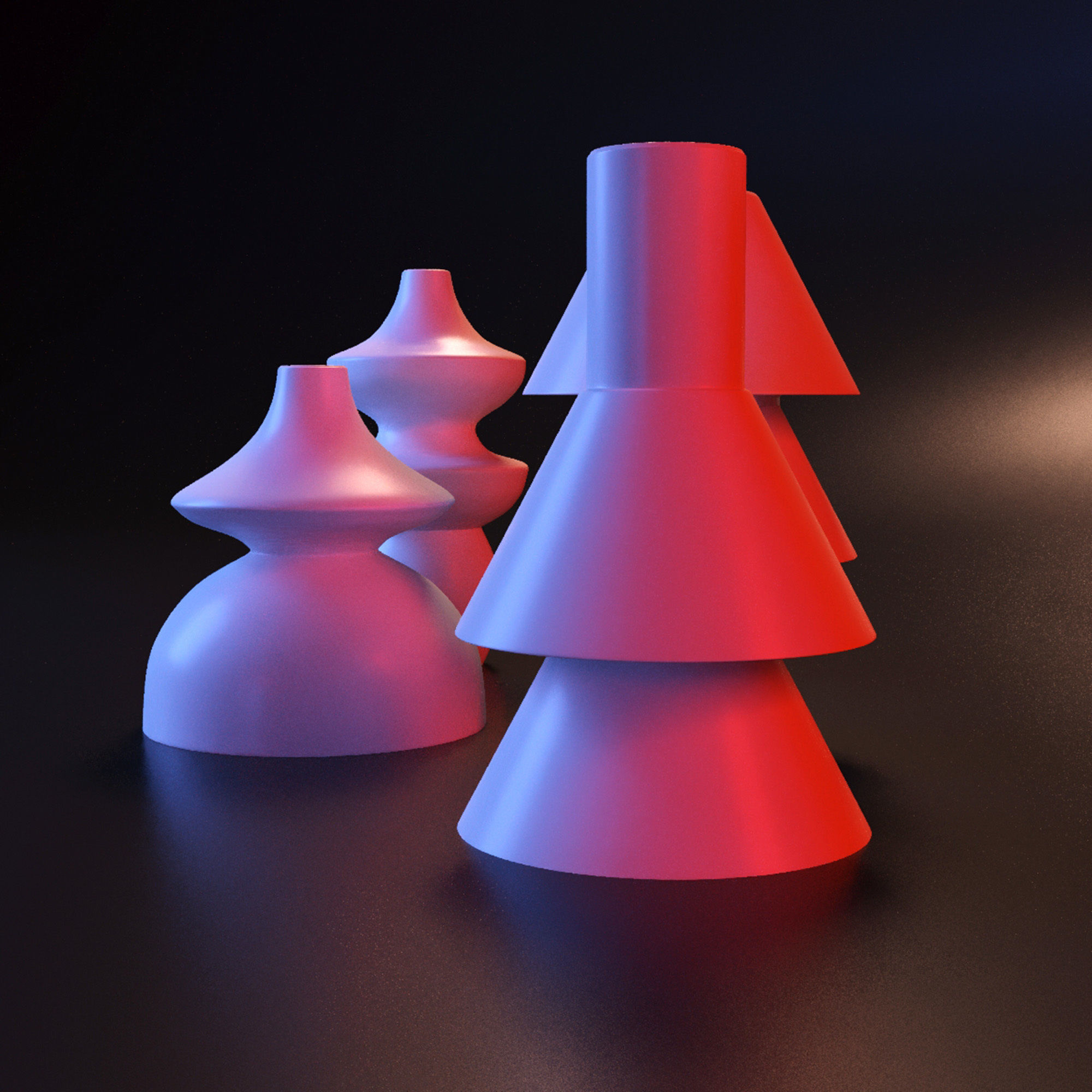 Vase geometric set 3D print model_4