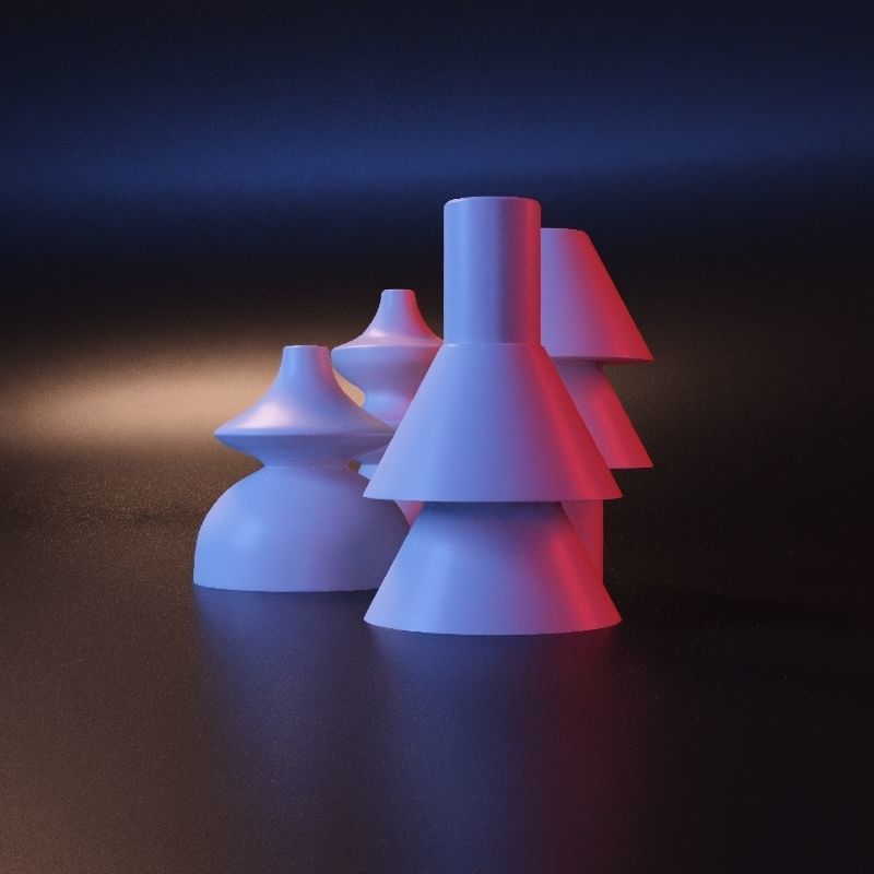 Vase geometric set 3D print model_11