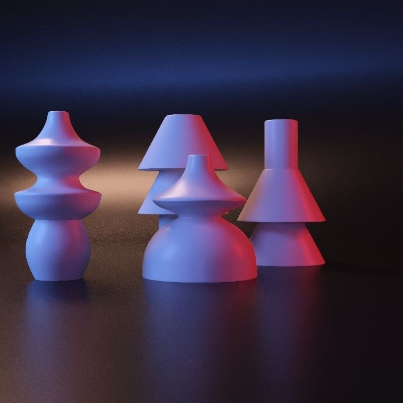 Vase geometric set 3D print model_6