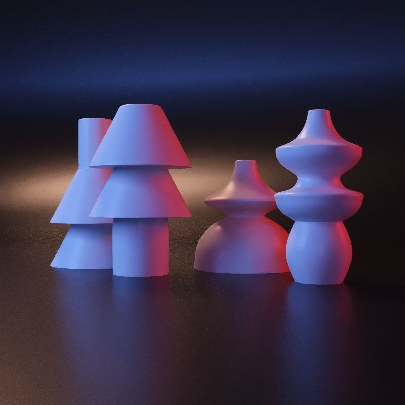 Vase geometric set 3D print model_8