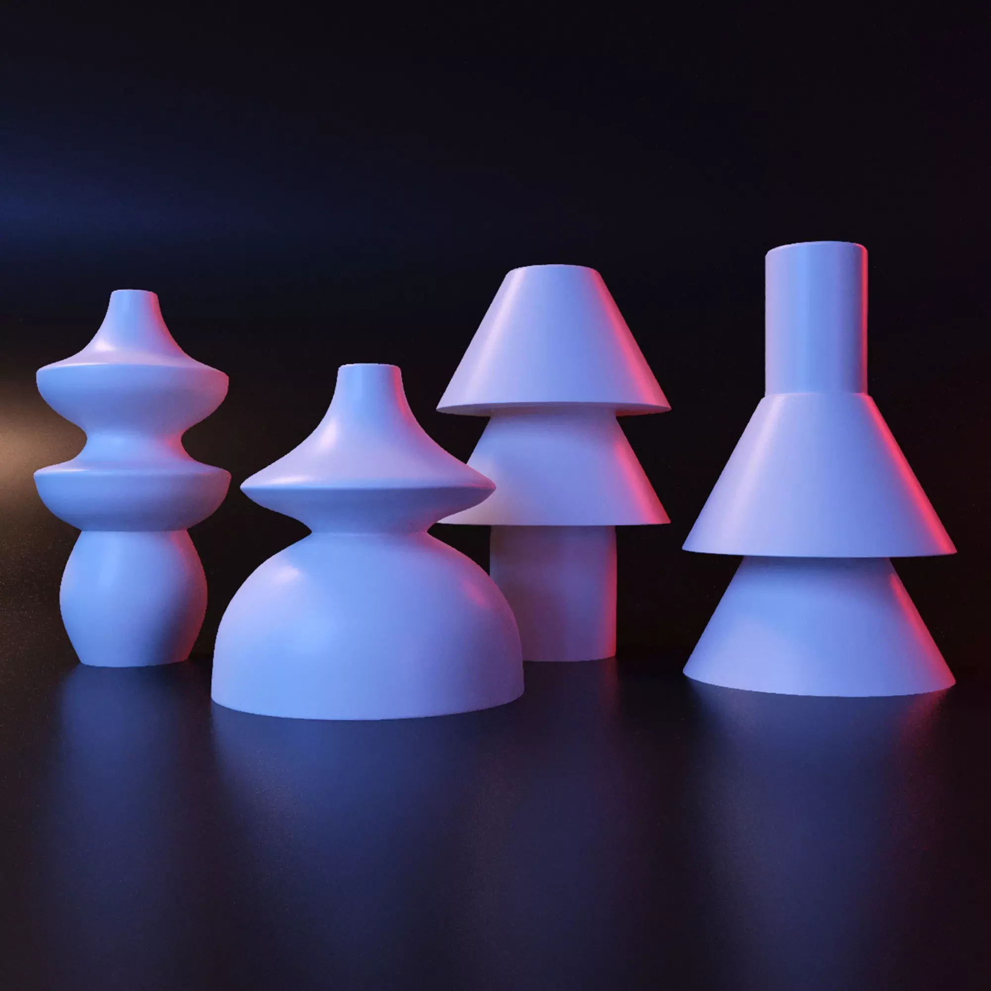 Vase geometric set 3D print model_0