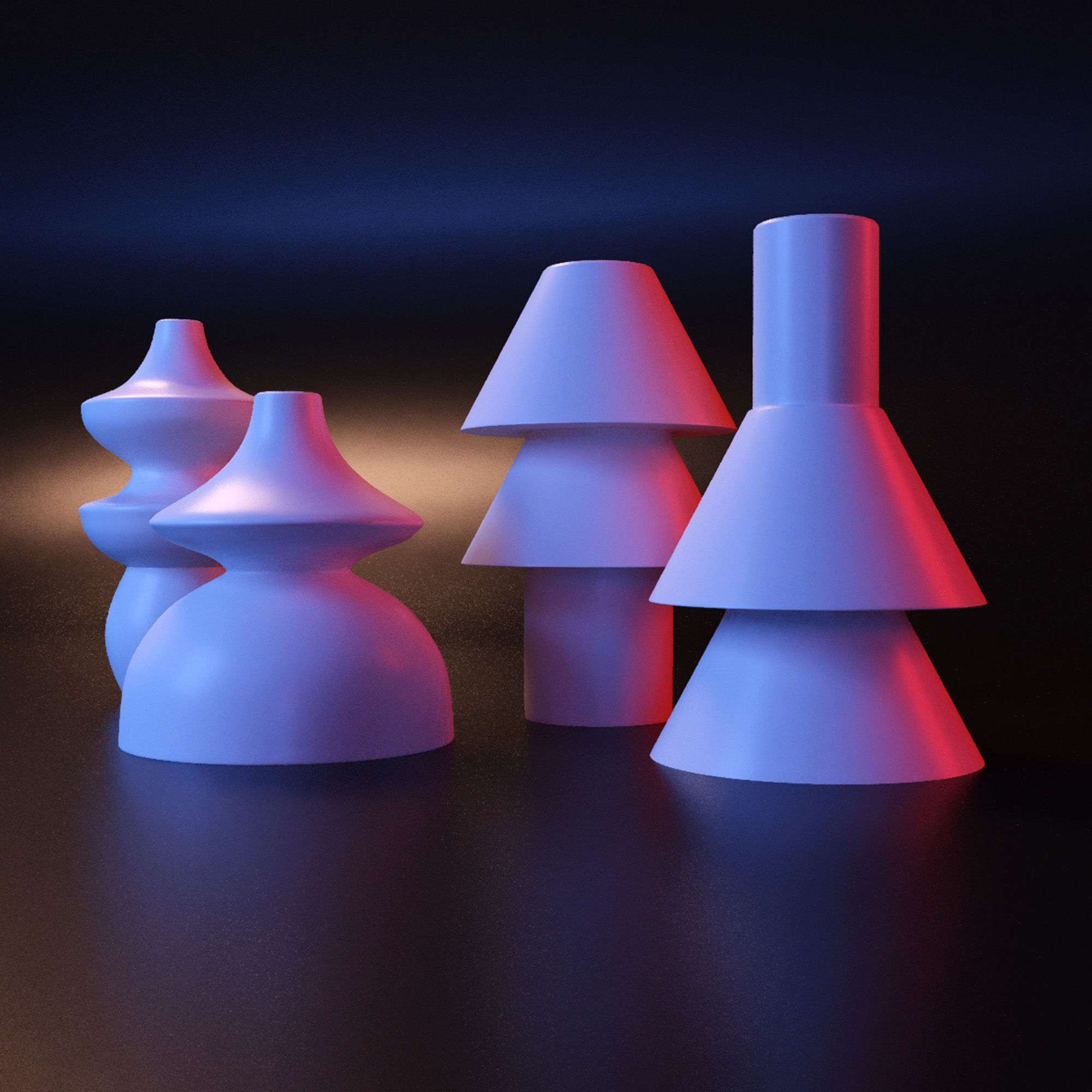 Vase geometric set 3D print model_1