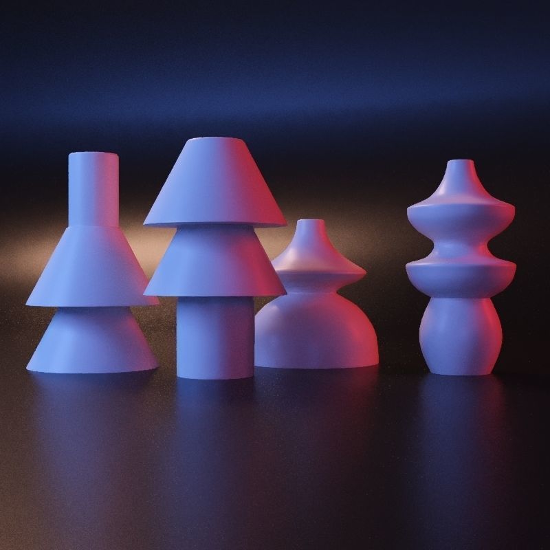 Vase geometric set 3D print model_9