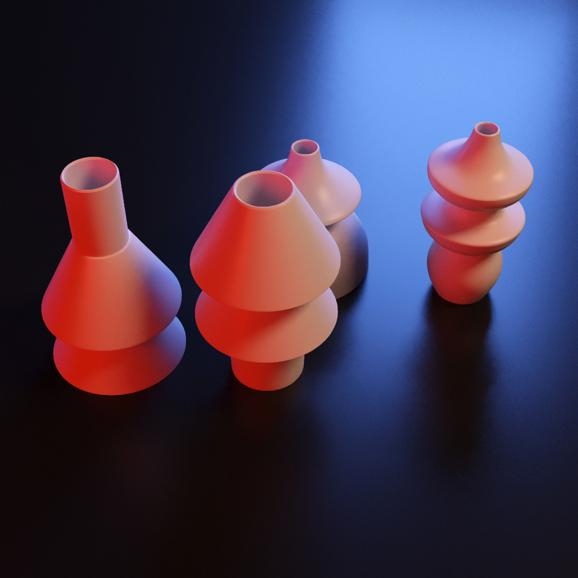 Vase geometric set 3D print model_3