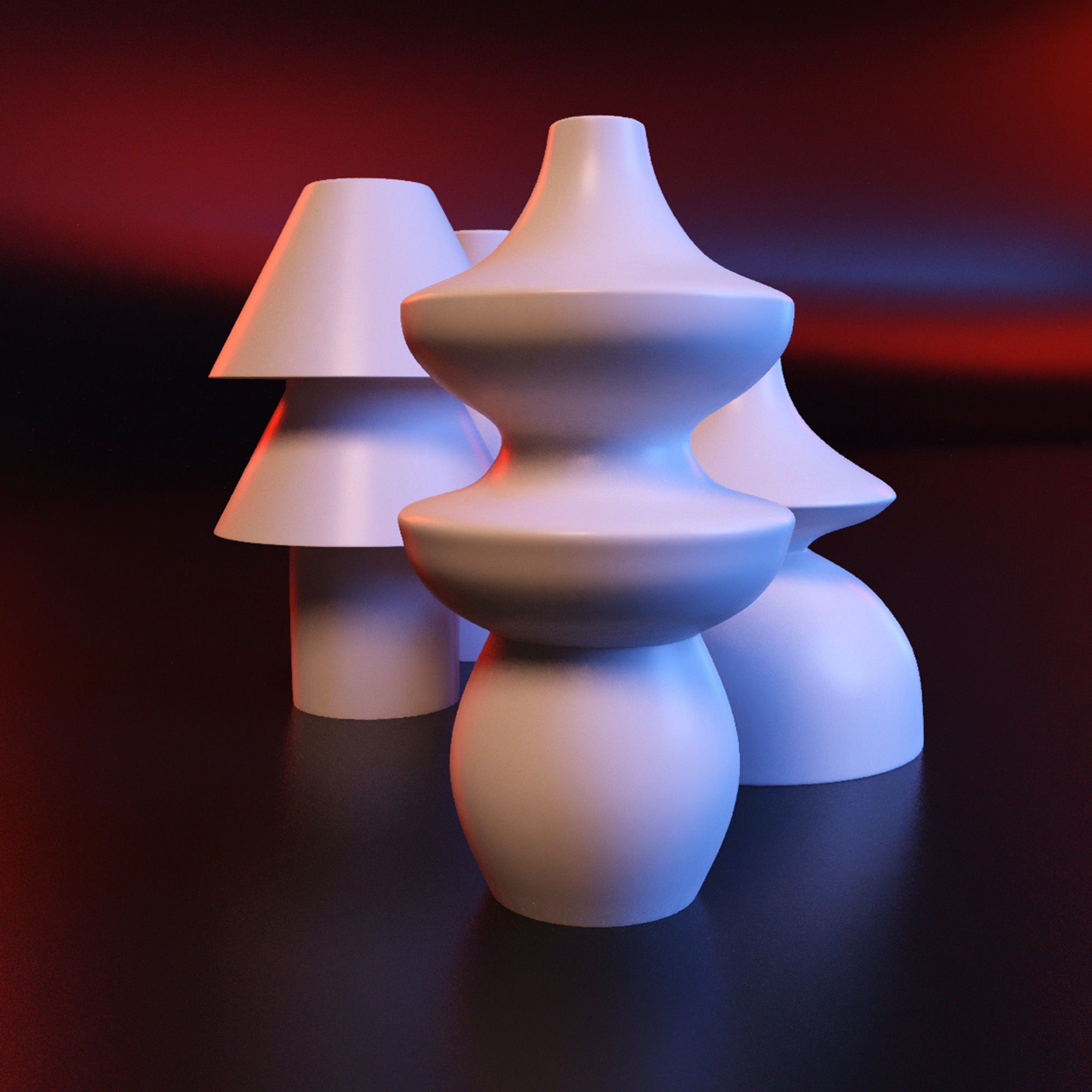 Vase geometric set 3D print model_2
