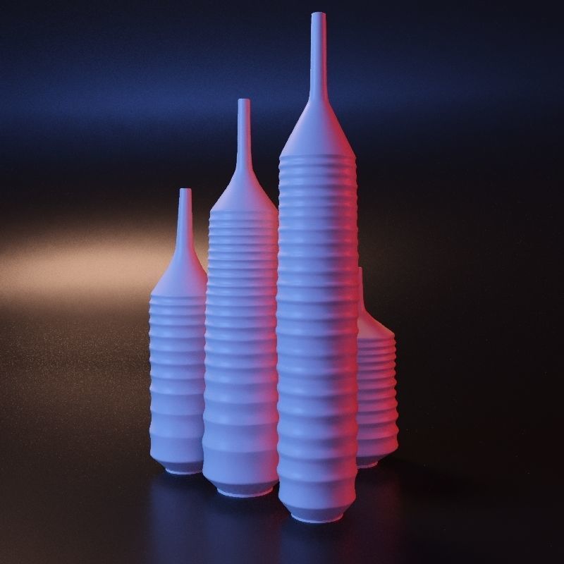 Vase set 2 three vases 3D print model_10