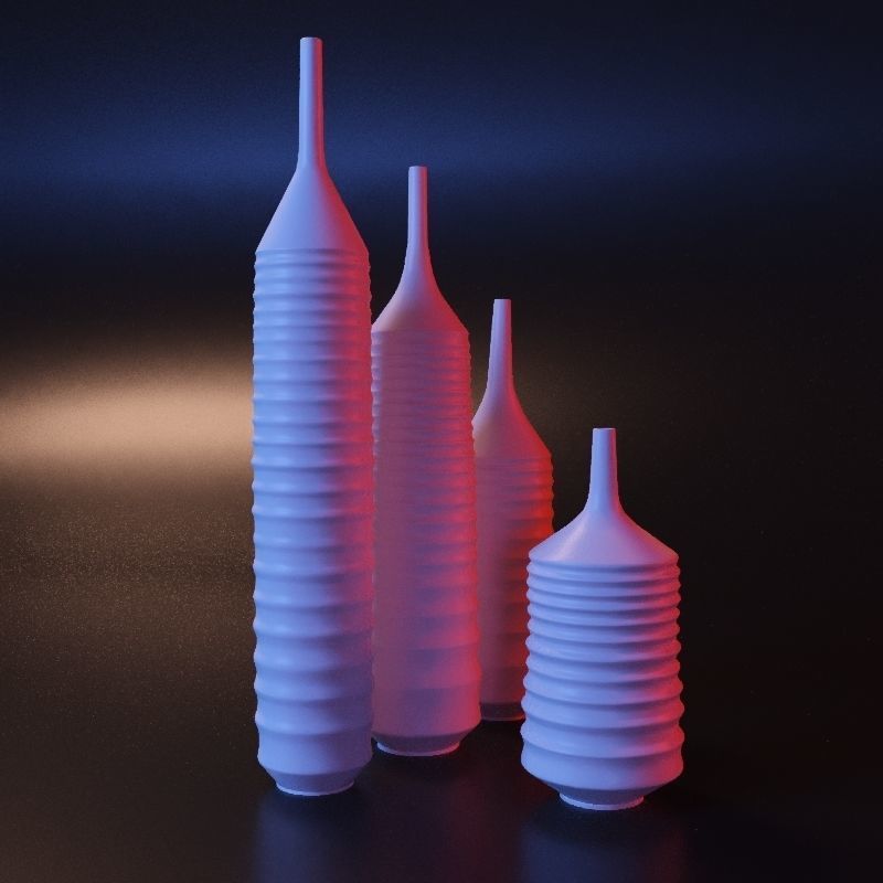 Vase set 2 three vases 3D print model_8