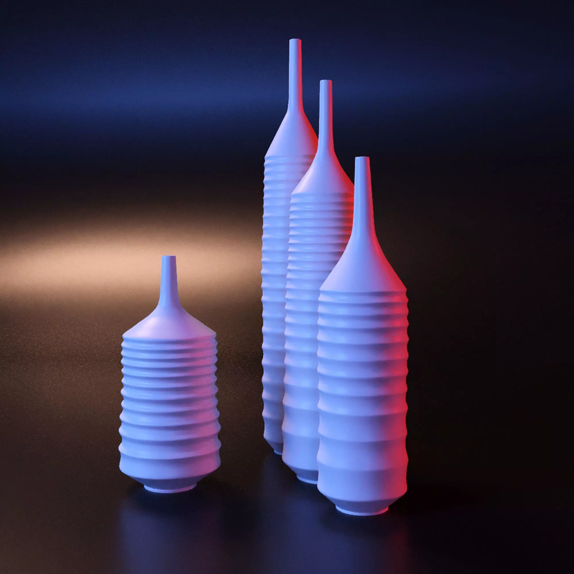 Vase set 2 three vases 3D print model_0