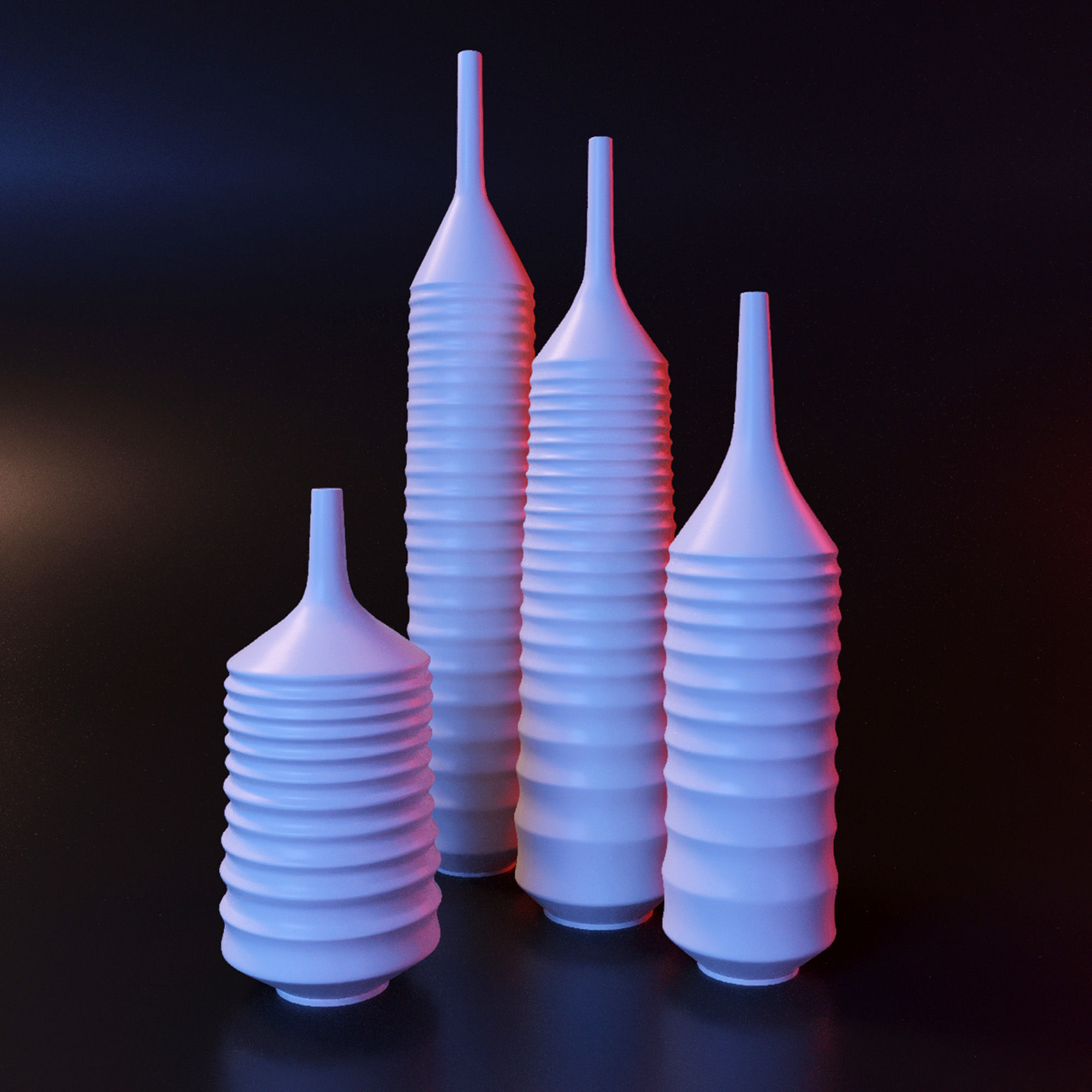 Vase set 2 three vases 3D print model_1