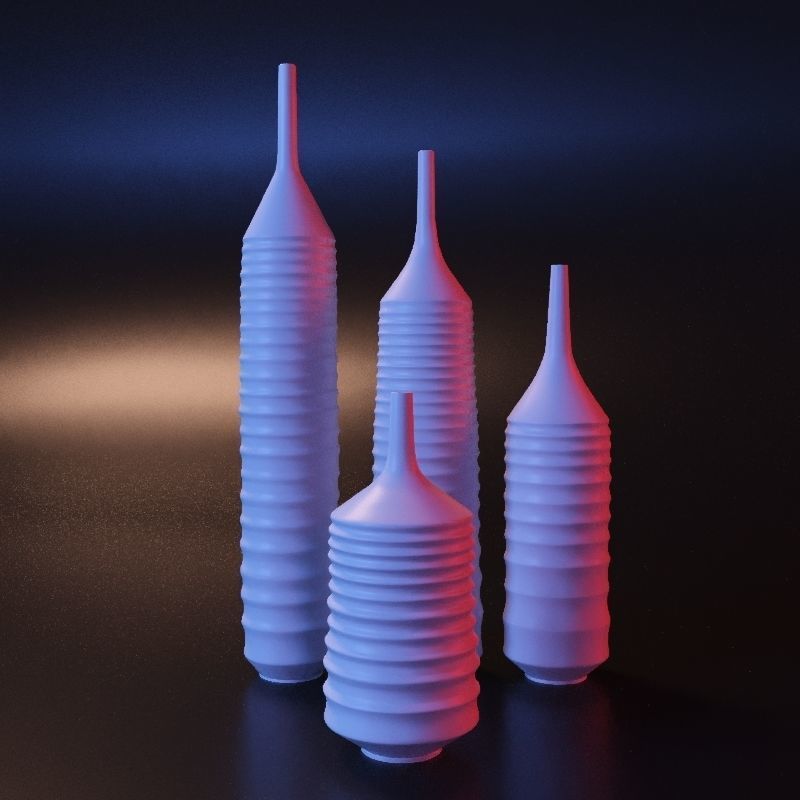 Vase set 2 three vases 3D print model_7