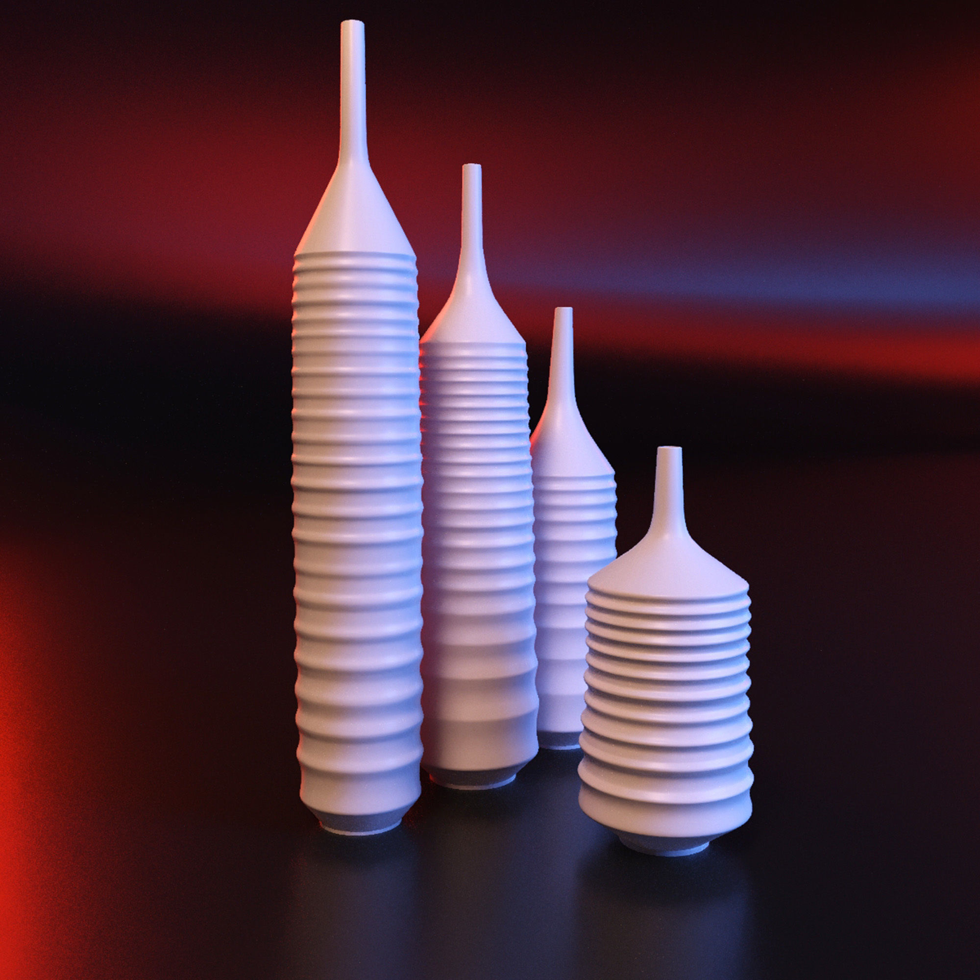 Vase set 2 three vases 3D print model_2