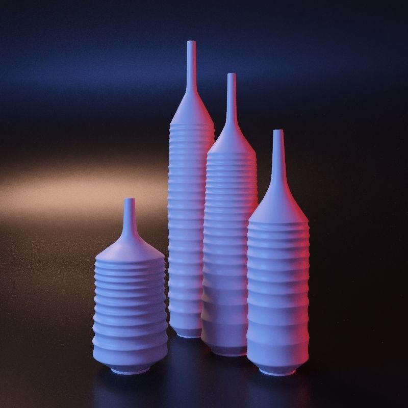 Vase set 2 three vases 3D print model_6