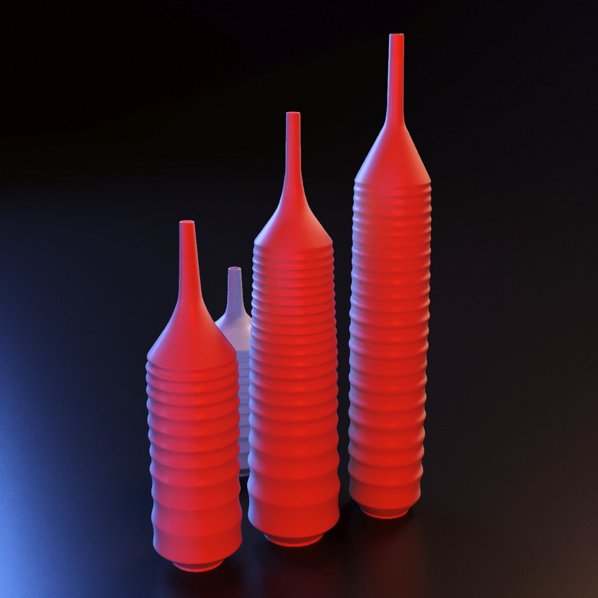 Vase set 2 three vases 3D print model_4