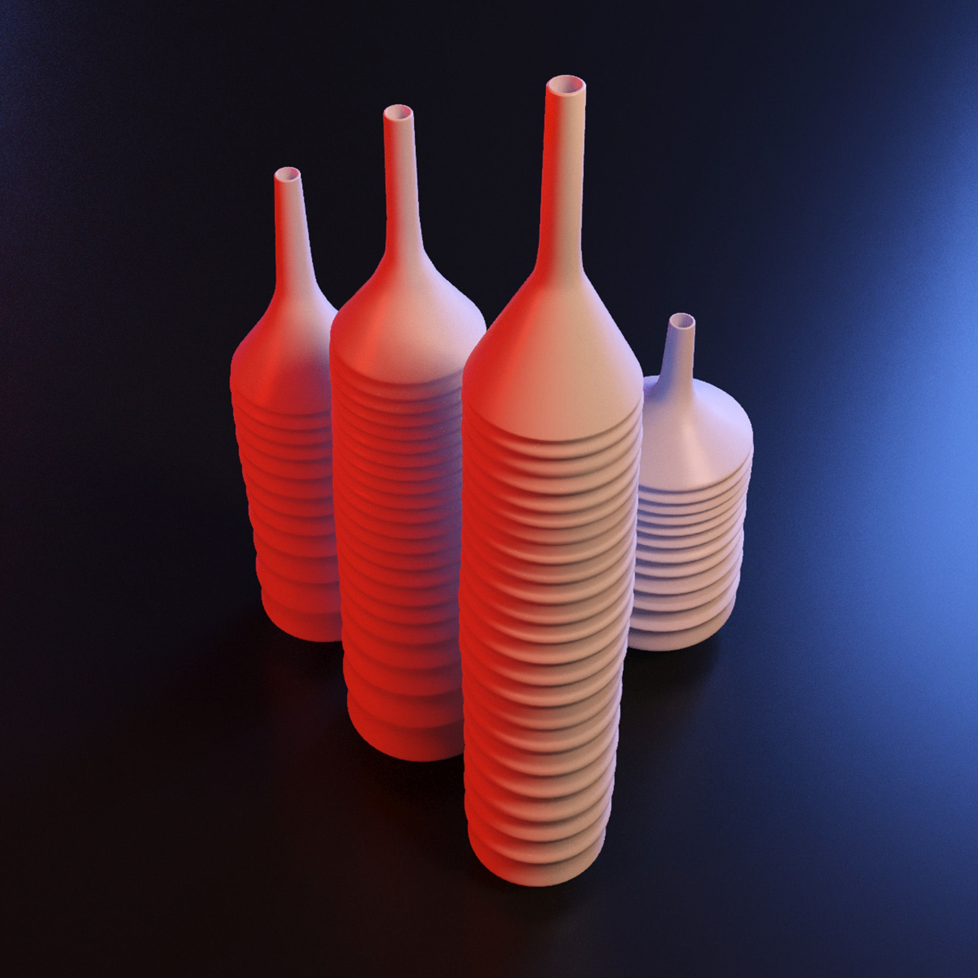 Vase set 2 three vases 3D print model_3