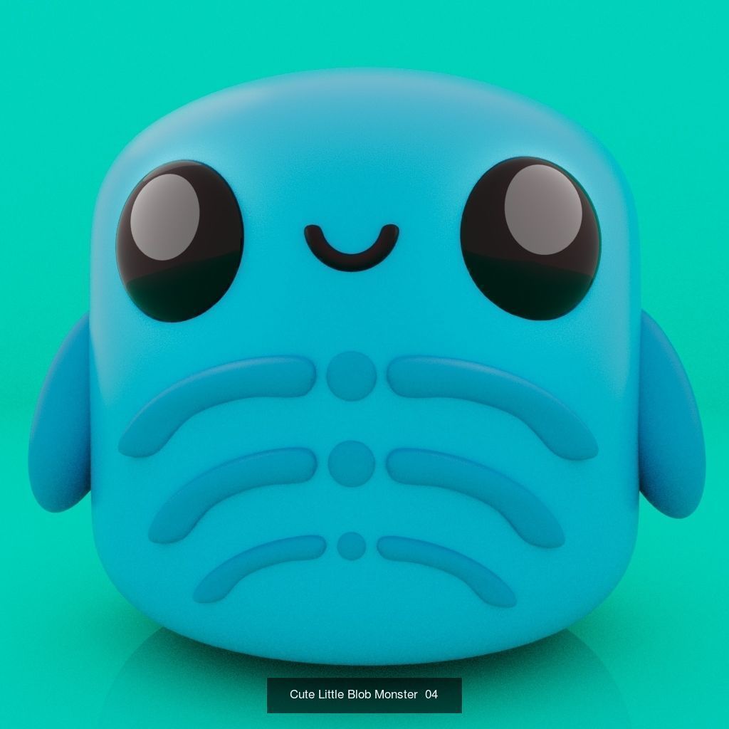 Cute Little Blob Monsters 3D Model Collection_4