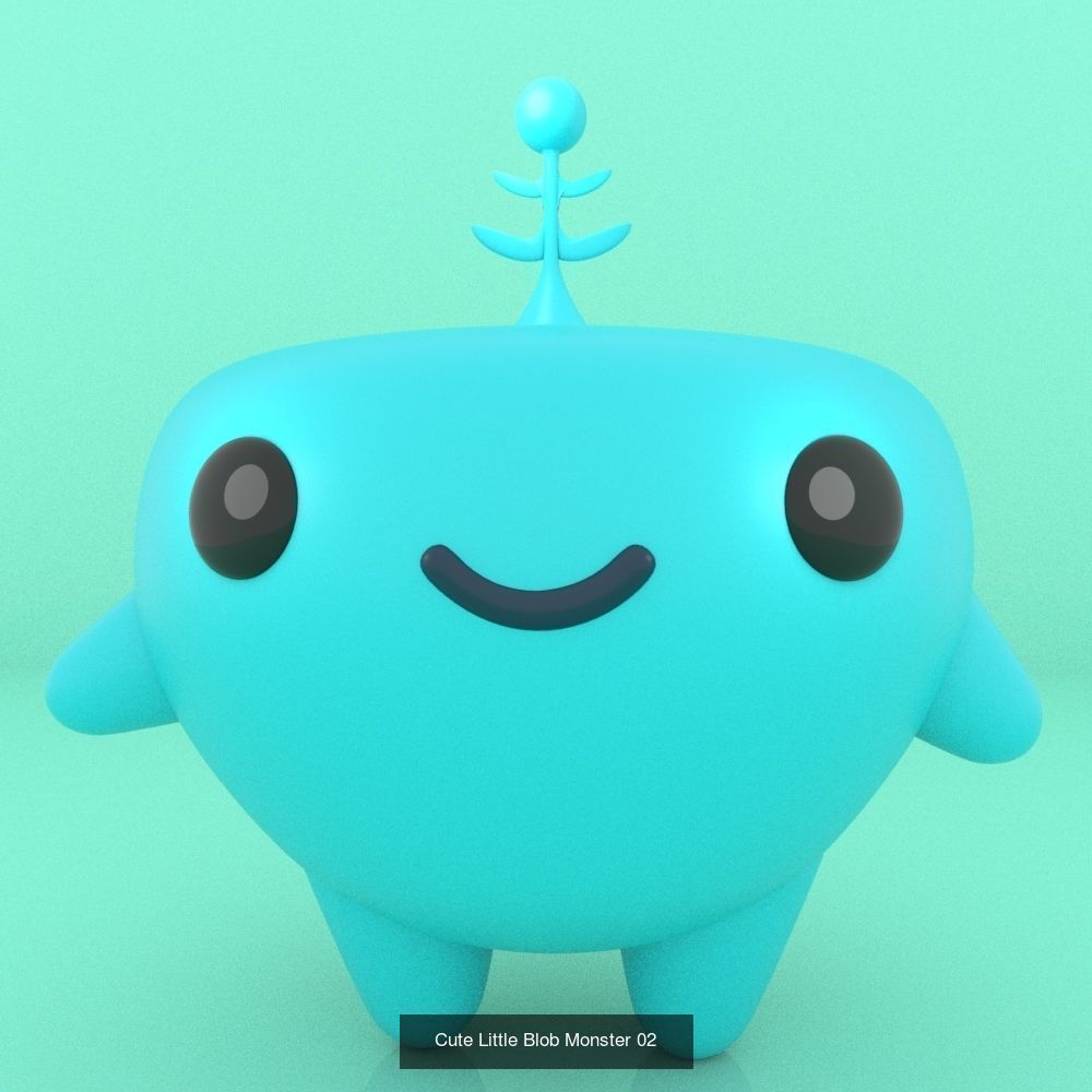 Cute Little Blob Monsters 3D Model Collection_2